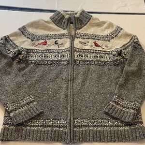 Northern Reflections Gray and Cream Knit Sweater with silver metallic thread